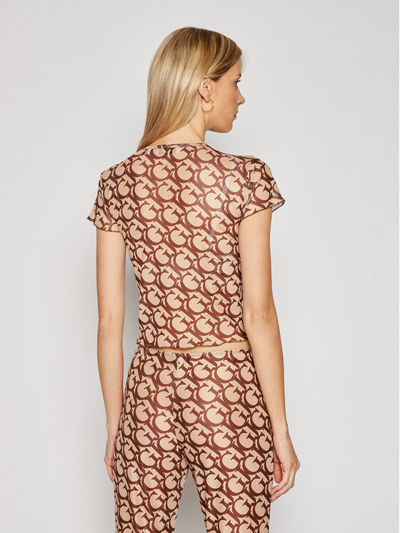 Guess Guess Футболка E1GI05 NT01L Коричневий Cropped Fit