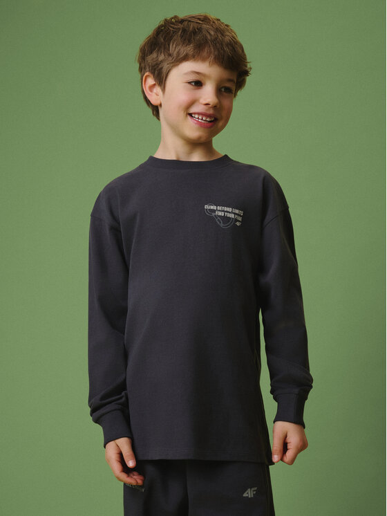 4F 4F Bluza ENJOY THE OUTDOORS Szary ciemny Loose Fit