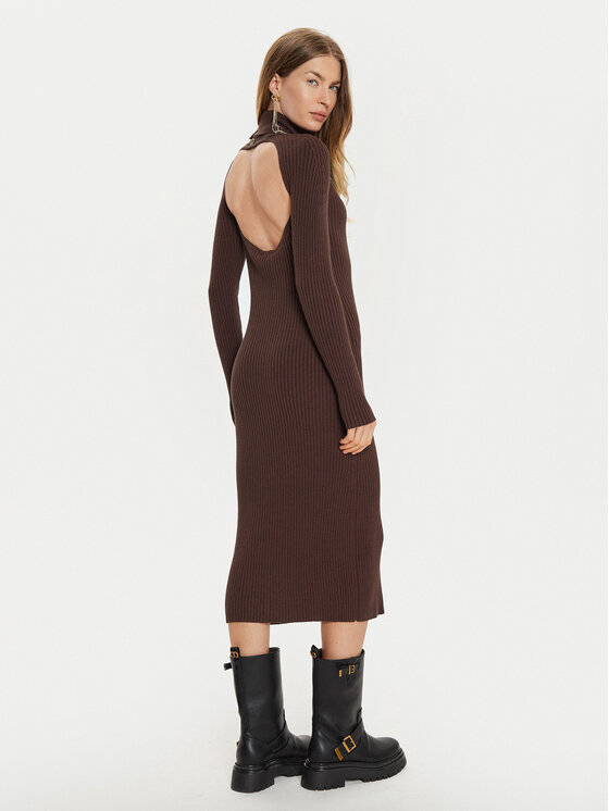 TWINSET TWINSET Úpletové šaty 242TT3062 Hnedá Slim Fit