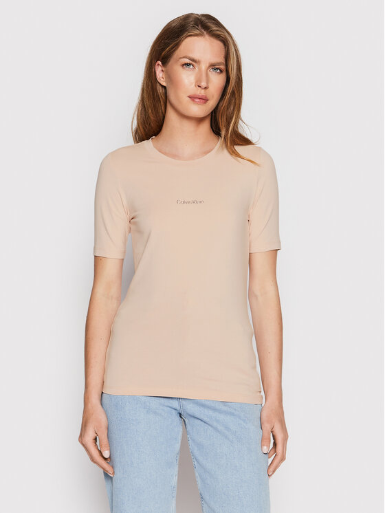 Calvin Klein T-krekls Metallic Micro Logo K20K203754 Rozā Regular Fit