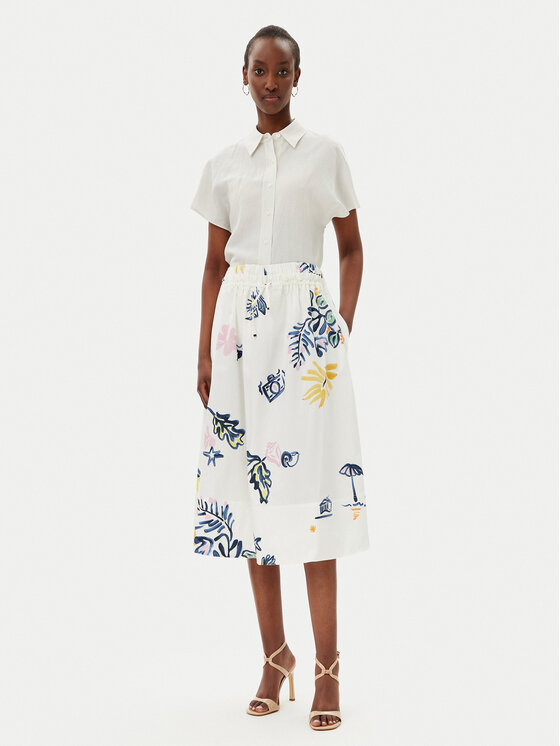 Marella Marella Trapezförmiger Rock Zambia 2513101072200 Weiß Regular Fit