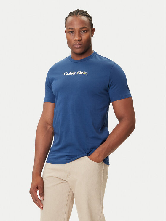 Calvin Klein Jeans Calvin Klein Jeans T-Shirt Glitched Logo LV04RC858G Niebieski Regular Fit