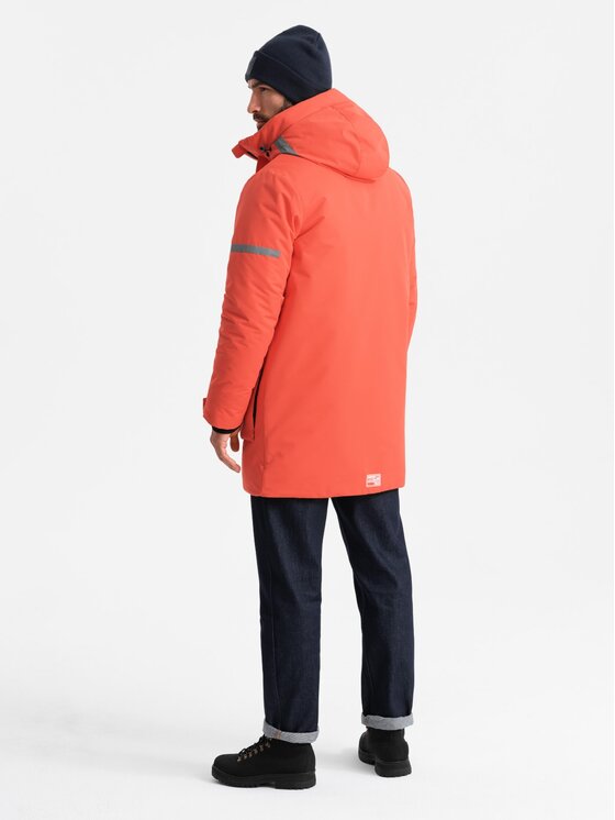 Ombre Ombre Parka OM-JALJ-0169 Pomarańczowy Regular Fit
