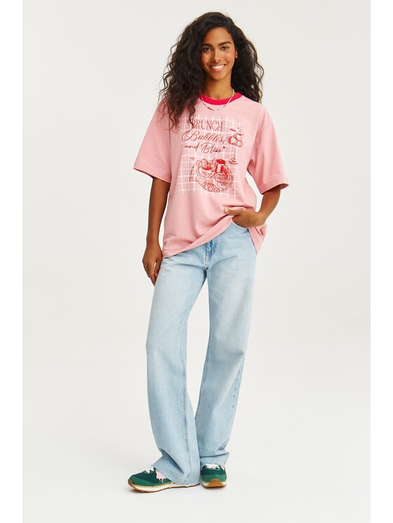 NAOKO NAOKO T-Shirt Bubbles and Bliss Różowy Regular Fit