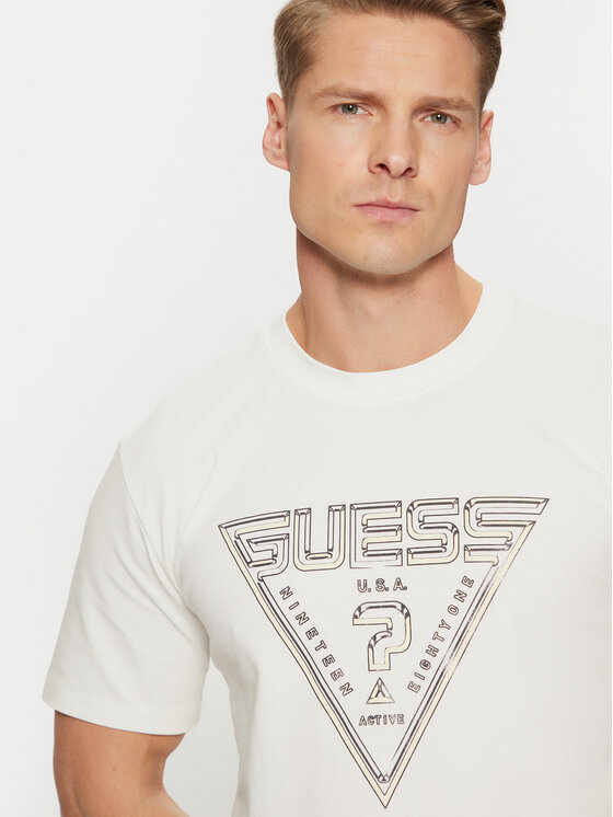 Guess Guess Tričko Z5RI12 J1314 Écru Regular Fit