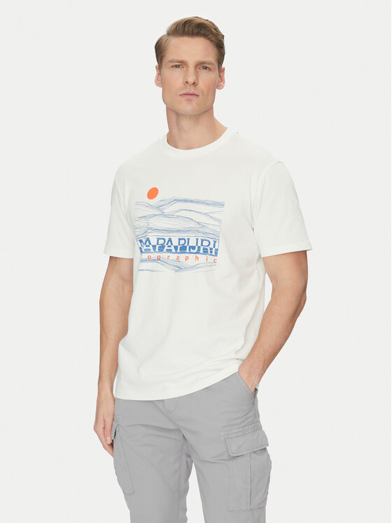 Napapijri T-shirt S-Buti NP0A4INM Bianco Regular Fit, taglia : M