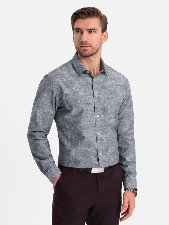 Ombre Ombre Košile OM-SHCS-0157 Šedá Regular Fit