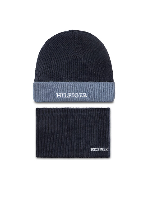 Tommy Hilfiger Súprava čiapka a tunelový šál AU0AU01938 Tmavomodrá