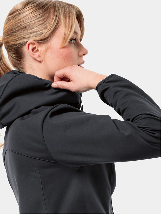 Jack Wolfskin Jack Wolfskin Kurtka softshell Windhain Hoody 1307481 Czarny Regular Fit