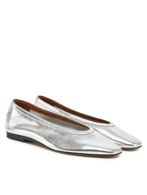 Tommy Hilfiger Tommy Hilfiger Балетки Soft Metal Lthr Ballerina No Bow FW0FW08601 Срібний