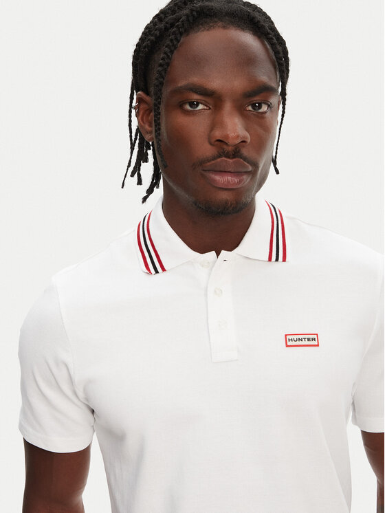Hunter Hunter Polo Noris SS HARM0037242 Biały Regular Fit