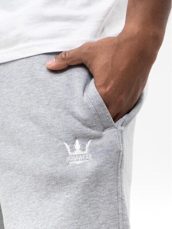 Jigga Wear Jigga Wear Spodnie dresowe Spodnie Dresowe Baggy Męskie Szare Jigga Wear Haft Logo Drawcord M Szary Baggy Fit