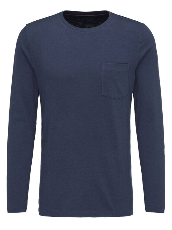 Mustang Mustang T-Shirt SLUB LONGSLEEVE Niebieski Regular Fit