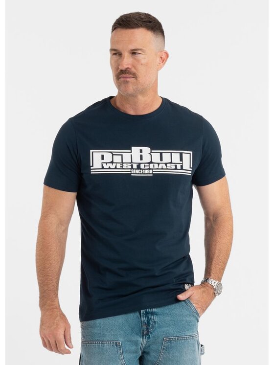 PITBULL PITBULL T-Shirt Koszulka Slim Fit Classic Boxing M Niebieski Regular Fit