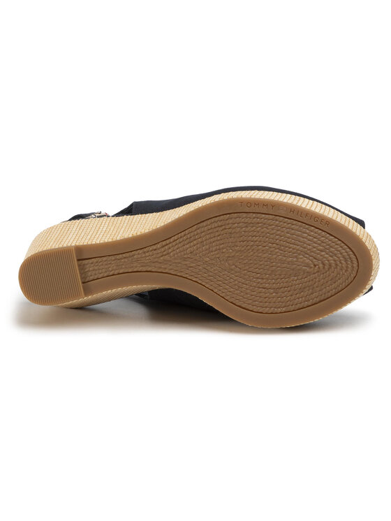 Tommy Hilfiger Tommy Hilfiger Espadryle Iconic Elba Sling Back Wedge FW0FW04788 Granatowy