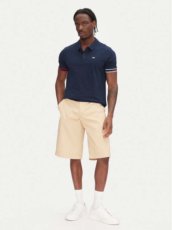 Tommy Jeans Tommy Jeans Pólóing Flag Cuff DM0DM21306 Sötétkék Slim Fit