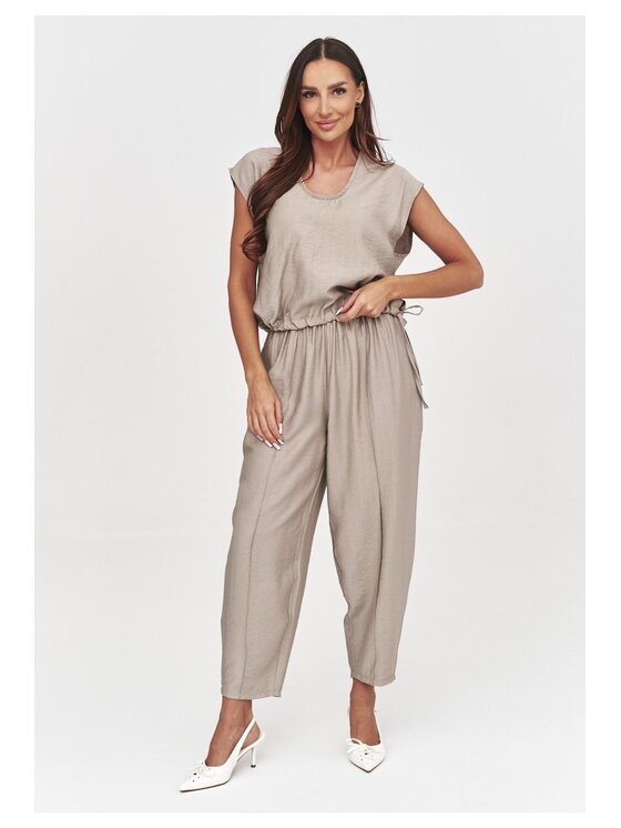 Makadamia Makadamia Komplet bluzka i spodnie C53 Brązowy Loose Fit