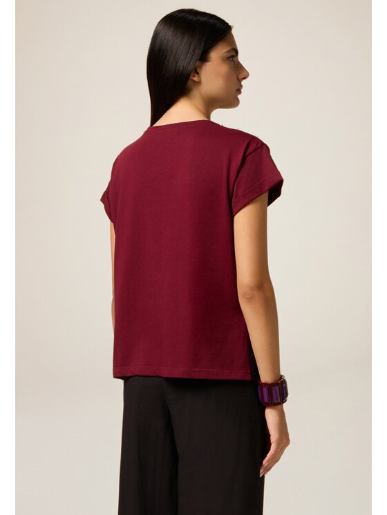 Oltre Oltre T-shirt G00HJ004344N036 Bordeaux Regular Fit