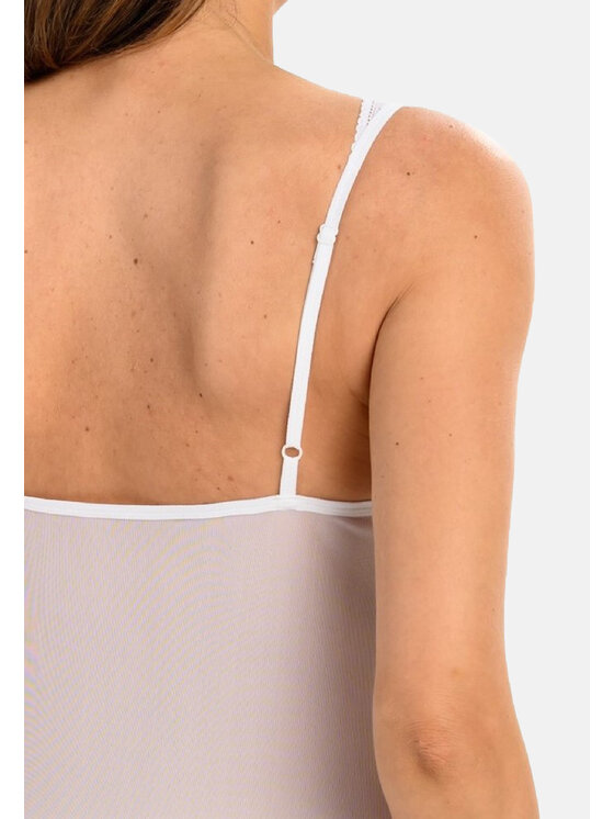 Teyli Teyli Koszula nocna siateczkowa Herty Biały Slim Fit