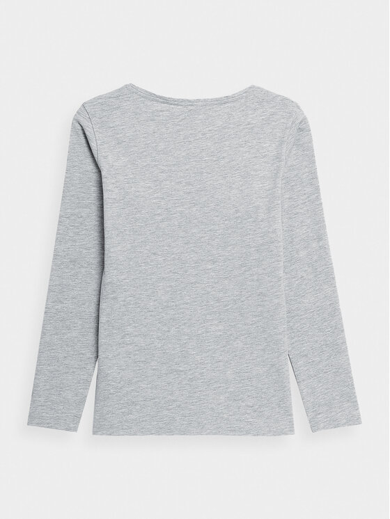 4F 4F Bluse 4FAW23TLONF167 Grau Slim Fit