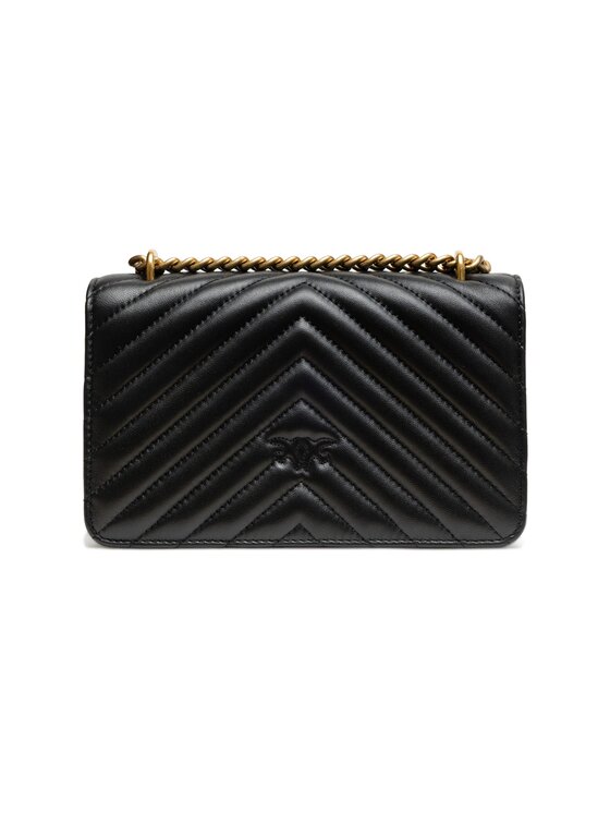 PINKO PINKO Torebka Black Leather Love One Mini Shoulder Czarny