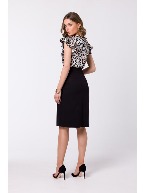 Stylove Stylove Midi sukně S343 Černá Regular Fit