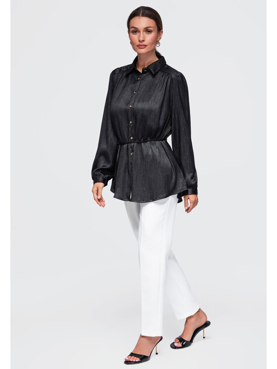 Ombre Ombre Koszula OW-SH-E0071 Czarny Relaxed Fit