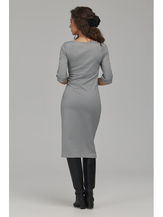 NIFE NIFE Sukienka dzianinowa S300 Szary Regular Fit