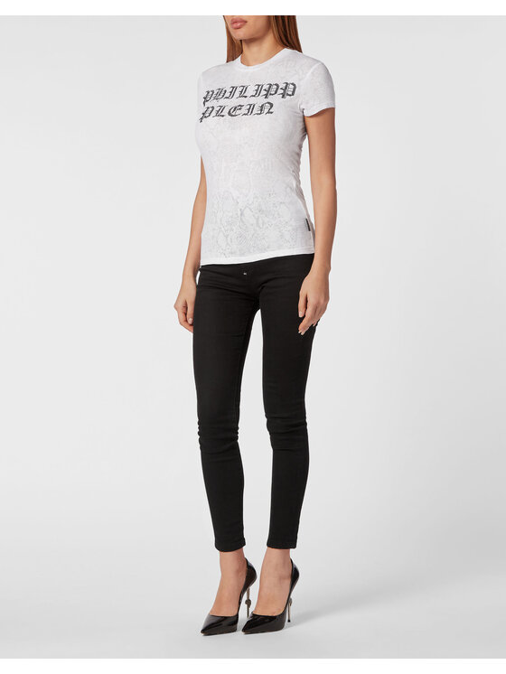 PHILIPP PLEIN PHILIPP PLEIN T-Shirt 9809 Biały Skin Tight Fit