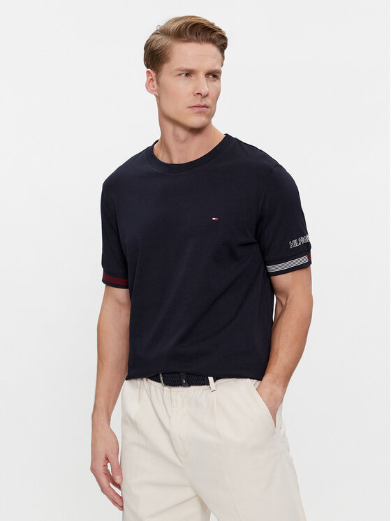 Tommy Hilfiger T-Shirt Flag Cuff Tee MW0MW34430 Dunkelblau Regular 