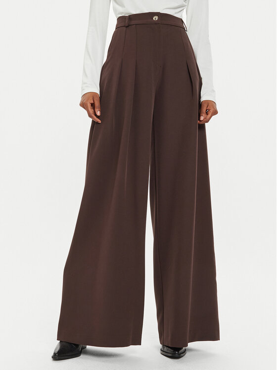 Maryley Maryley Hlače iz tkanine 24IB579/43CO Rjava Regular Fit