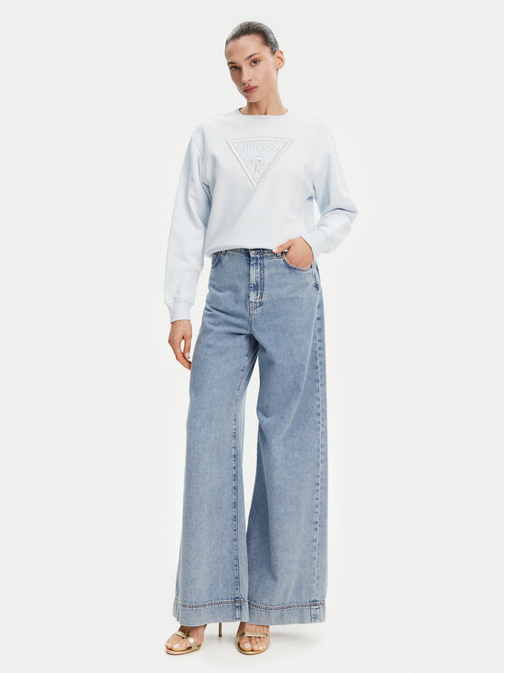 Guess Guess Mikina W5GQ12 KBKM0 Světle modrá Regular Fit
