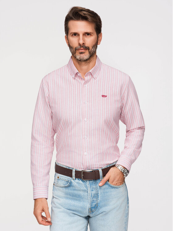 Ombre Ombre Koszula K703 Różowy Regular Fit