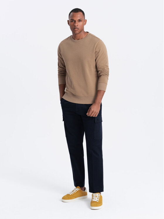 Ombre Ombre Mikina OM-SSBN-0175 Hnědá Regular Fit