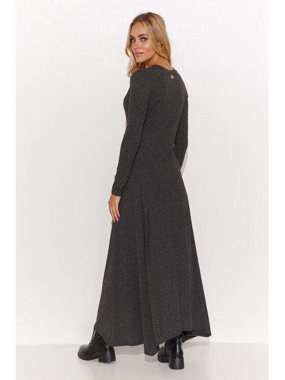 Makadamia Makadamia Sukienka codzienna M809 Szary Comfortable Fit