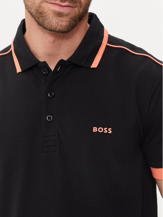 BOSS Boss Тениска с яка и копчета Paddy 1 50512995 Черен Regular Fit