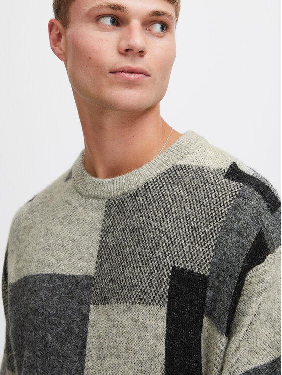 Solid Solid Sweter 21108046 Szary Regular Fit