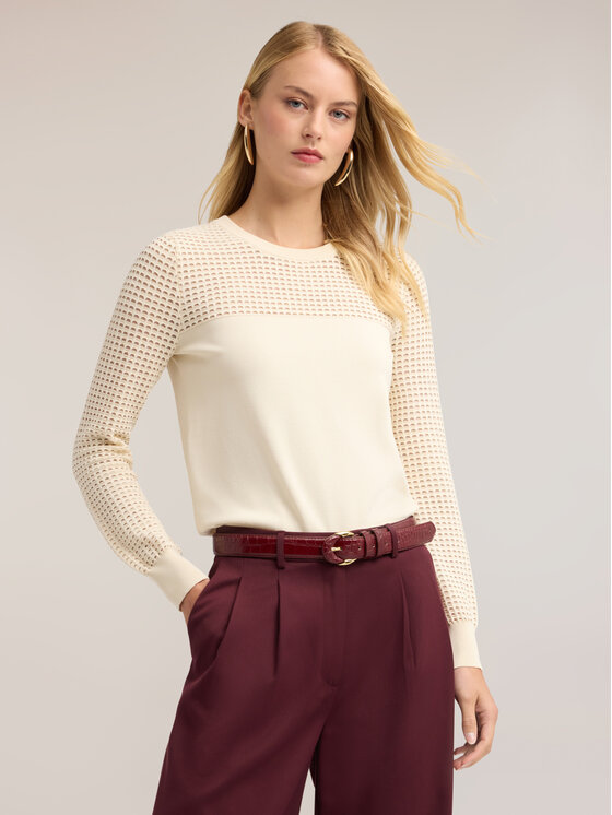 Motivi Motivi Sweter M396W004109N011 Biały Regular Fit