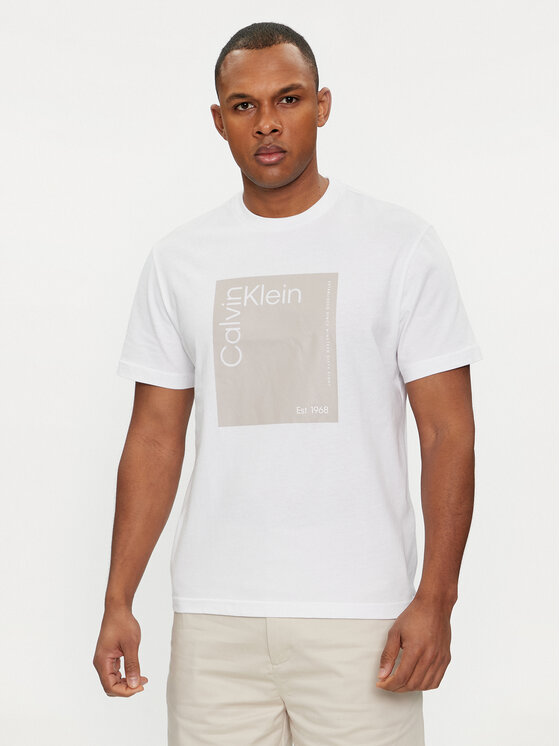 Calvin Klein Tricou Square Logo K10K112503 Alb Regular Fit