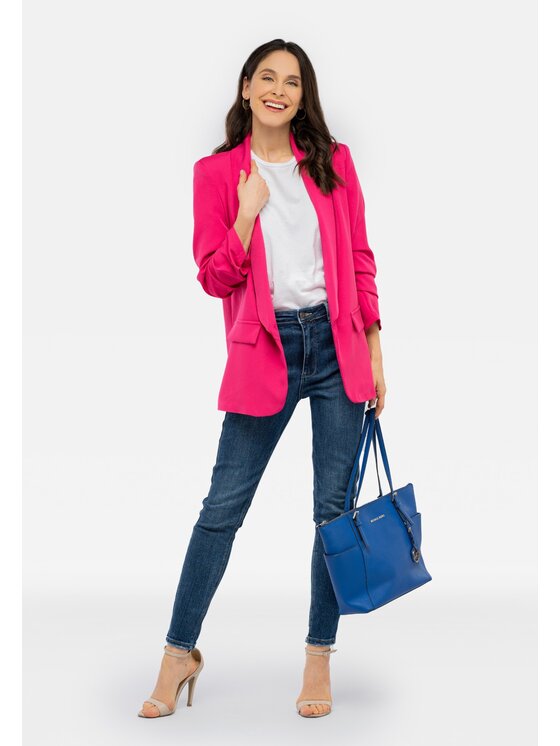 Perso Perso Marynarka ze ściąganymi rękawami Różowy Casual Fit
