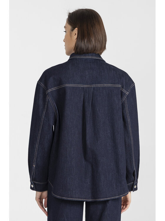 Deni Cler Milano Deni Cler Milano Koszula T-DC-1370-E5-10-59-1 Granatowy Oversize