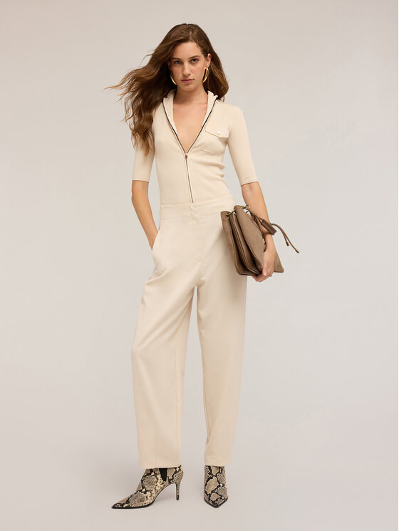 Motivi Motivi Cardigan M359W003442N011 Écru Slim Fit