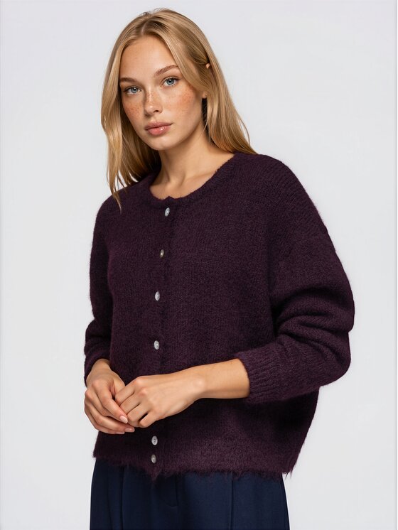 Ombre Ombre Svetr OW-SW-E0044 Bordó Relaxed Fit