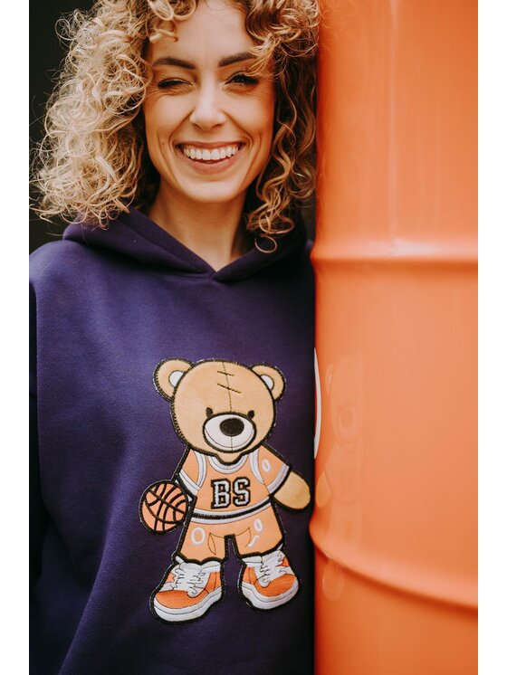 Bejbi Story Bejbi Story Bluza Bluza oversize Brandon Teddy dla mamy i taty z kapturem Fioletowy Oversize