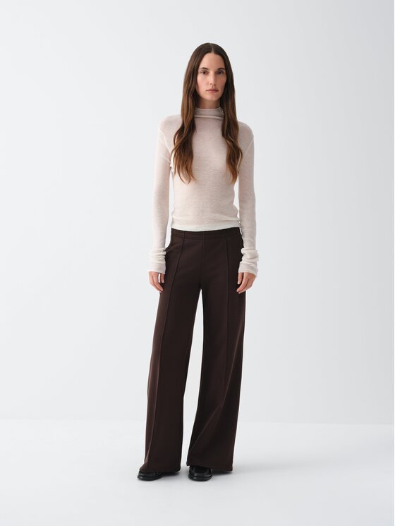 La Mania La Mania Bluzka SHEER Kremowy Basic Fit