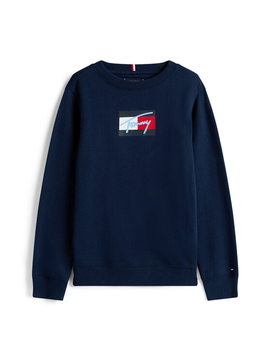 Tommy Hilfiger Tommy Hilfiger Bluza Script Flag KB0KB09741 Granatowy Regular Fit