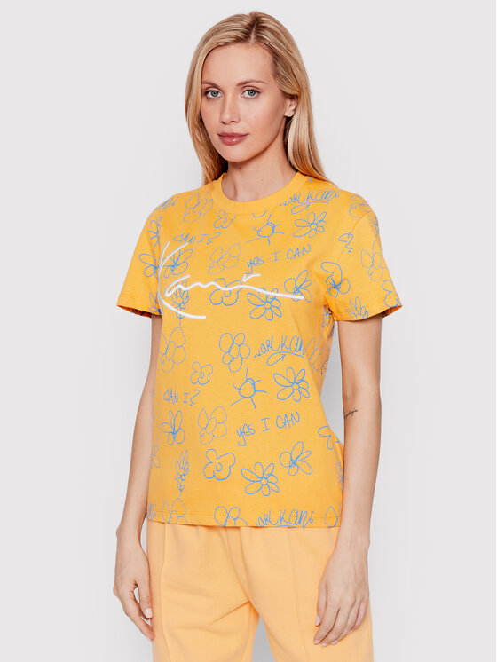 Karl Kani Karl Kani T-Shirt Signature Flower 6130381 Pomarańczowy Relaxed Fit