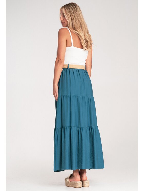 FIGL FIGL Maxi sukňa M1222 Modrá Straight Fit