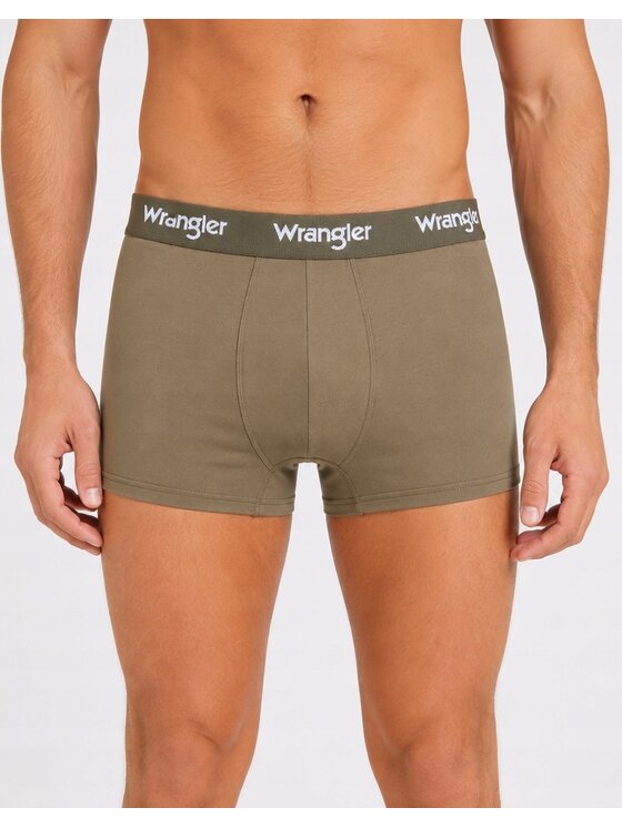 Wrangler Wrangler Bokserki Cadby 3 Pack Cotton Elastane Trunks Zielony