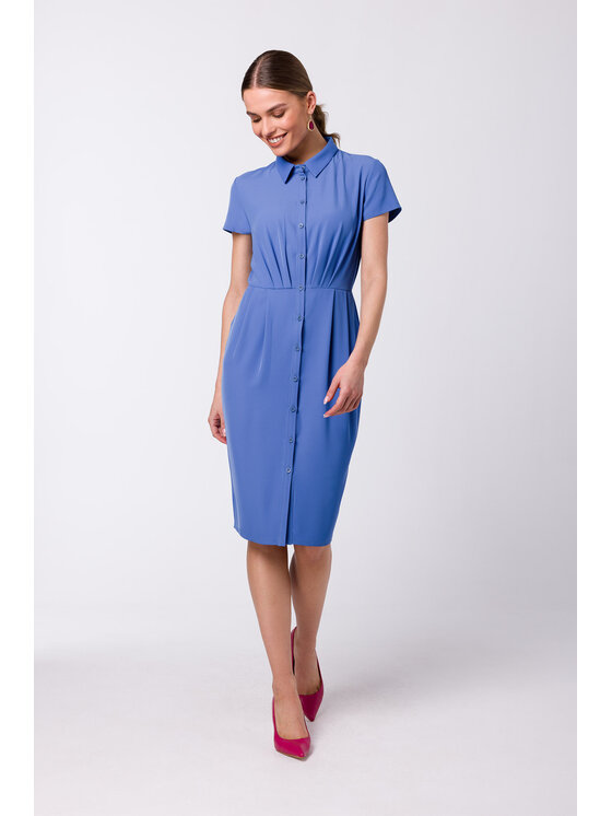 Stylove Stylove Košeľové šaty S335 Modrá Regular Fit